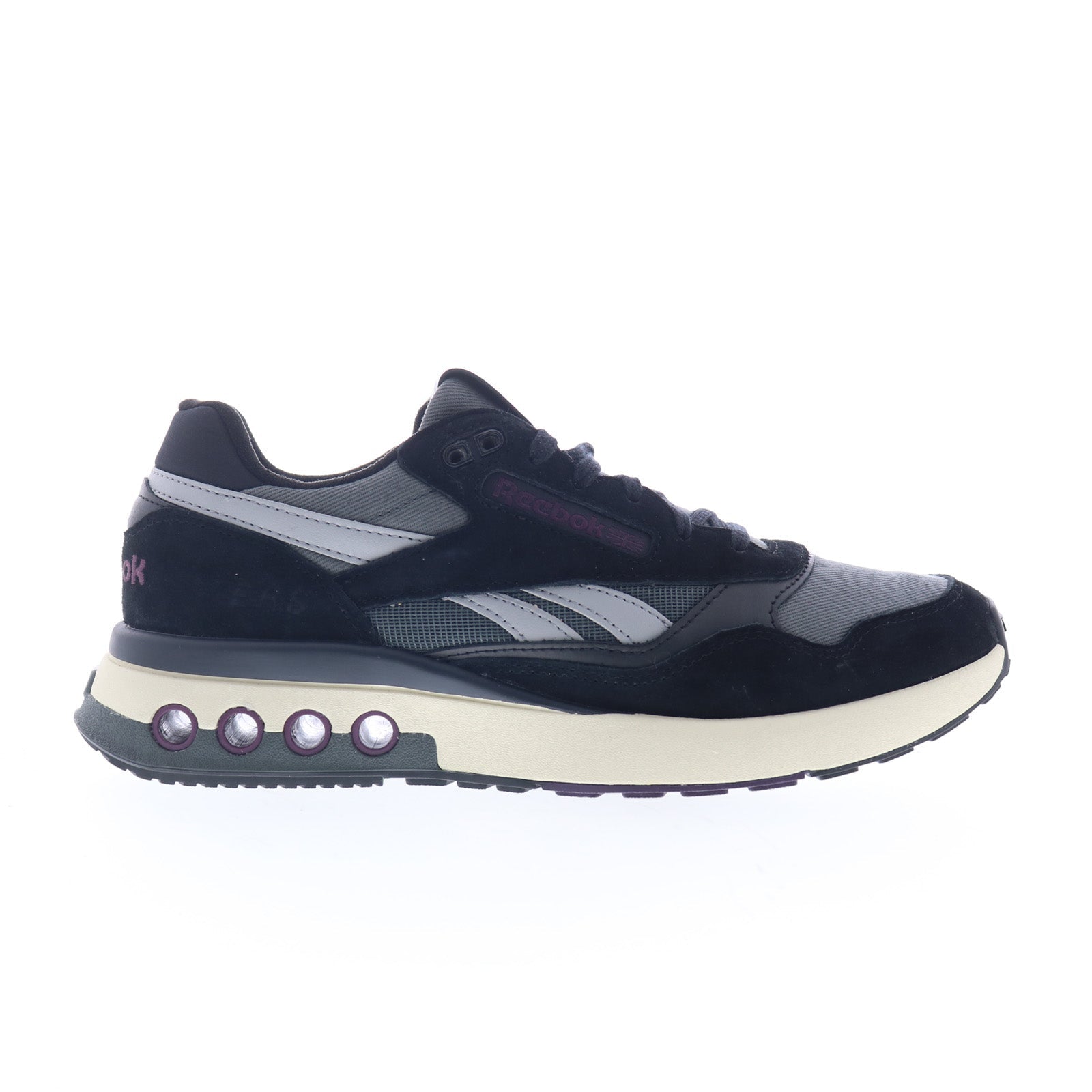 100209548_ers_world_black_grey_grey_01_04ba1d08-051b-4b8d-a026-8eca8c9041ec Reebok ERS World Mens Black Suede Lace Up Lifestyle Sneakers Shoes - Image 1